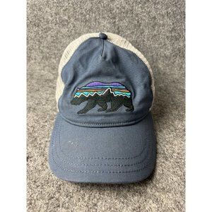 Patagonia Fitz Roy Bear Trucker Snapback Hat Navy Blue Mesh One Size Fits All